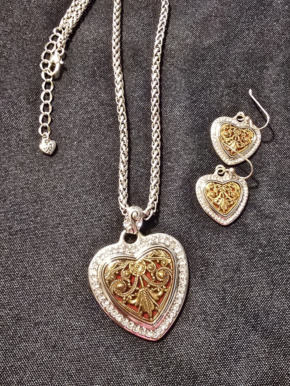 Retired Brighton Devotion Heart Song Message Necklace AND earrings.